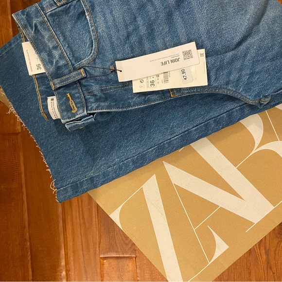 🆕 ZARA Culotte Jeans Mid Blue - Picture 8 of 9